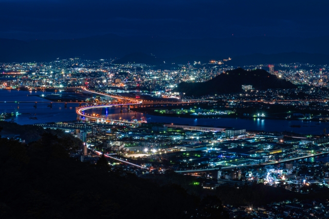 海田町から見た広島市の夜景